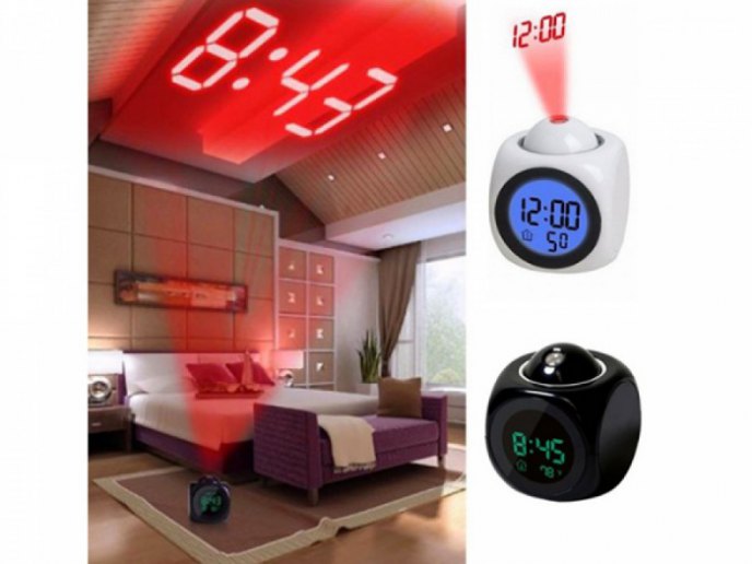 Часы-проекционные домашние, ЖК-дисплей, календарь, температура, будильник